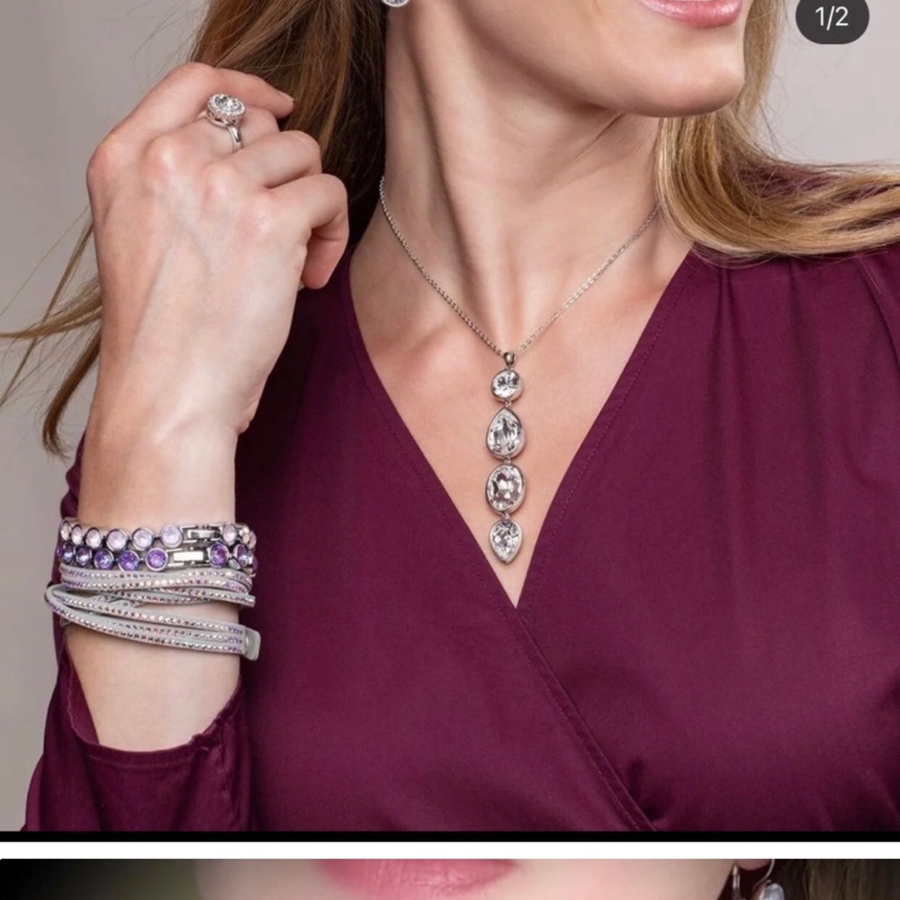 Touchstone Crystal Silver Crystal Pendant Necklace versatile Swarovski crystals
